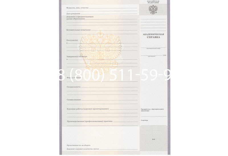 Купить Академическая справка образца 2010-2011 год для колледжа в Перми